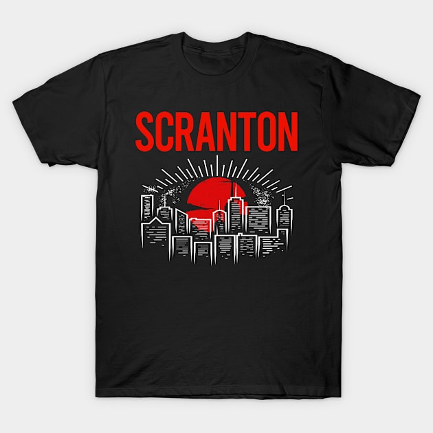 Red Moon Scranton T-Shirt by flaskoverhand